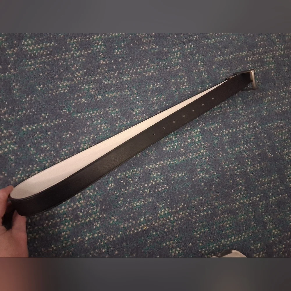 Nike White And Black Leather Belt